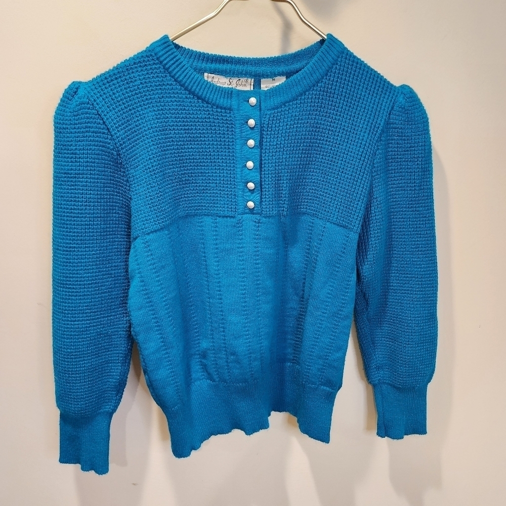 Andrew  St. JOHN vintage Teal 100% acrylic sweater size M